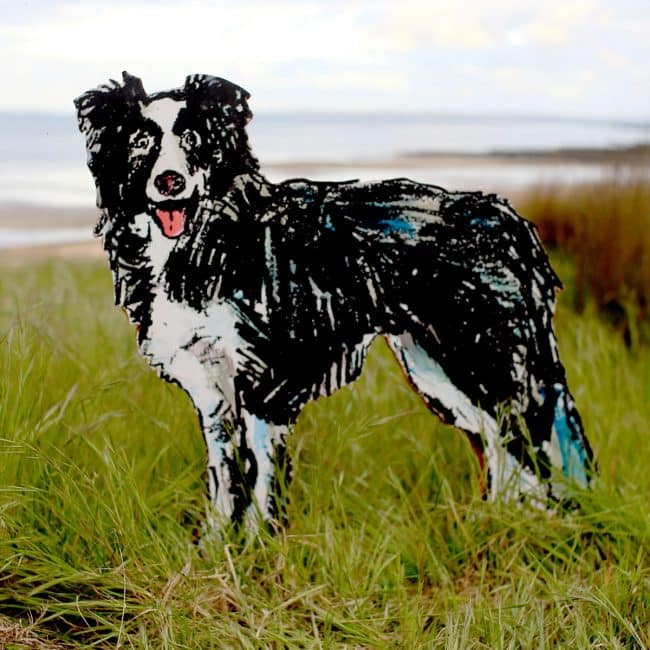 Border Collie Bob dog sculpture by Christian Nicolson