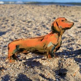 Daschund dog sculpture by Christian Nicolson