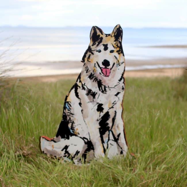 Husky dog sculpture by Christian Nicolson