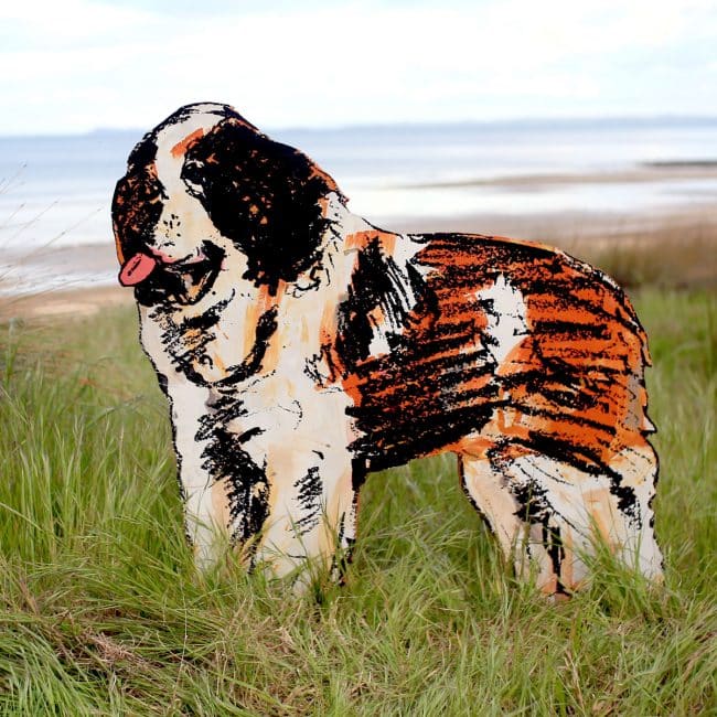 St Bernard dog sculpture by Christian Nicolson