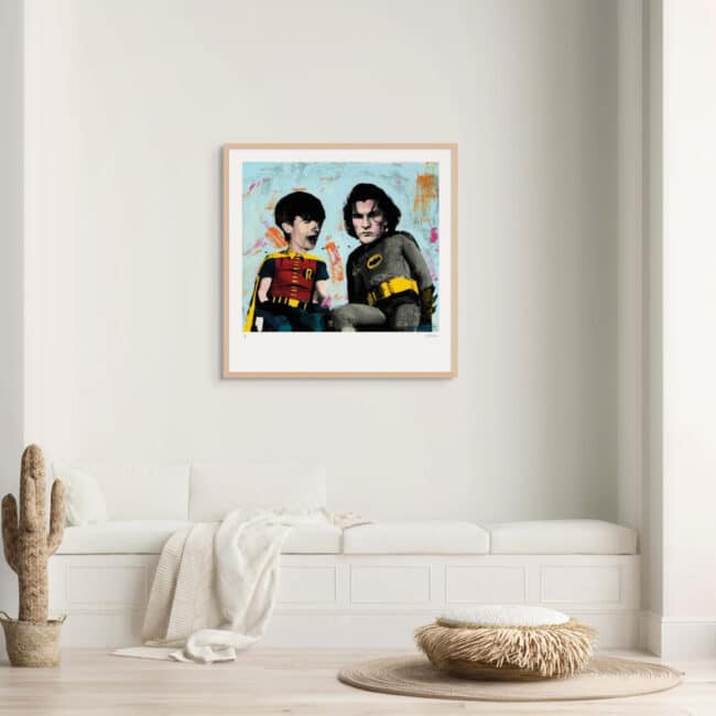 Batman and the Boy Wonder Art Print with Wood Frame Batman and the Boy Wonder Art Print with Wood Frame