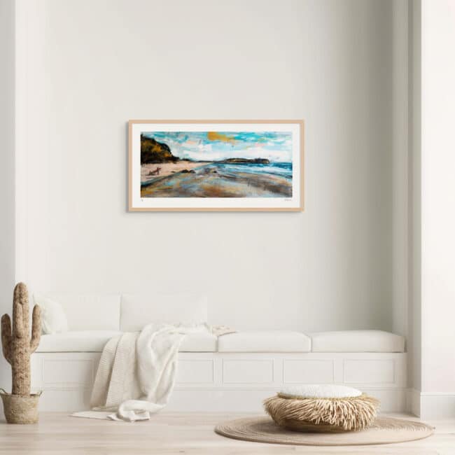 The Morning Surf Crew at Hot Water Beach Art Print with Wood Frame The Morning Surf Crew at Hot Water Beach Art Print with Wood Frame