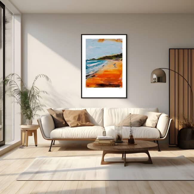Surfer at Pakiri Art Print with Black Frame Surfer at Pakiri Art Print with Black Frame