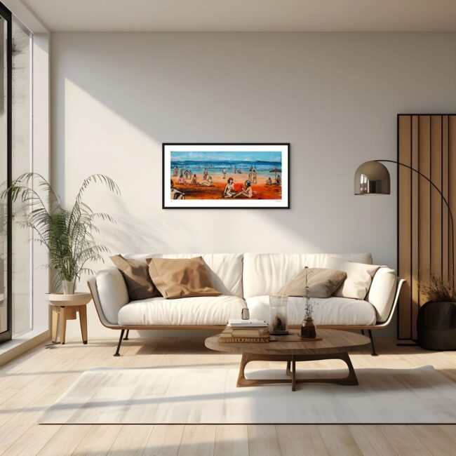 Nude Beach Art Print with Black Frame Nude Beach Art Print with Black Frame