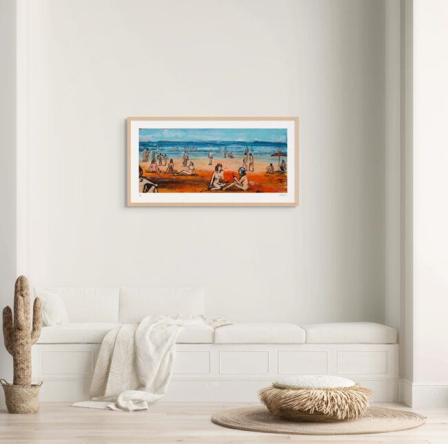 Nude Beach Art Print with Wood Frame Nude Beach Art Print with Wood Frame