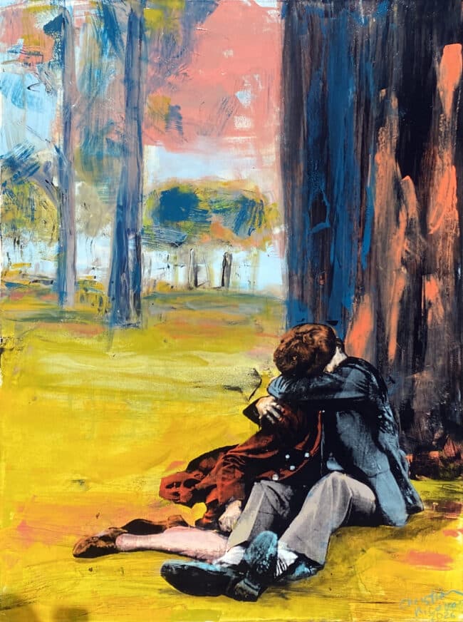 Old Fashioned Kiss by the Tree-web